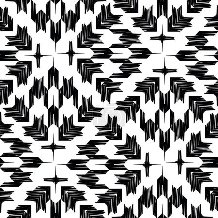 Houndstooth black and white beautiful seamless fabric pattern. Vector ornamental background. Modern hounds tooth ornaments. Textured trendy design. Elegant grungy endless patterned texture.