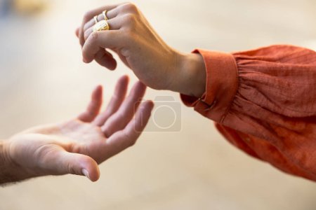 Photo for Close-up detail of two hands of a boy and a girl - Royalty Free Image