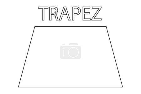 Ilustración de Trapezoide para colorear y la palabra trapezoide en Deutch. Matemáticas trapezoide. Ilustración de figuras geométricas simples para colorear matemáticas. Trapezoide. Estudiamos matemáticas - Imagen libre de derechos