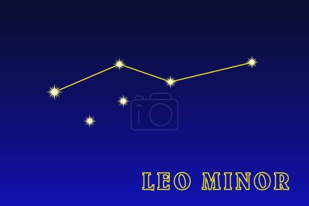 Ilustración de Constelación Leo Menor. Ilustración de la constelación Pequeño León. Constelación del hemisferio norte del cielo. Ocupa un área de 232 grados cuadrados en el cielo, contiene 34 estrellas - Imagen libre de derechos