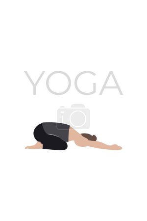 Téléchargez les photos : Une jeune femme pose dans une pose de yoga. Une version des personnages des poses de yoga. Illustration vectorielle - en image libre de droit