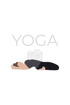 Téléchargez les photos : Une jeune femme pose dans une pose de yoga. Une version des personnages des poses de yoga. Illustration vectorielle - en image libre de droit