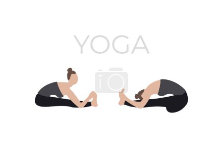 Téléchargez les photos : Jeune femme, une fille prend une belle pose de yoga, médite et se détend. Une version des personnages dans une pose de yoga. - en image libre de droit