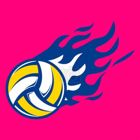 Ilustración de Voleibol Logo spin fuego llama - Imagen libre de derechos