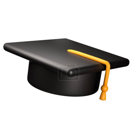Photo for Graduation cap and diploma in 3d icon, cute realistic plastic render. Transparent PNG format - Royalty Free Image