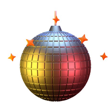 Photo for Disco ball with glittering star in cute 3d render, isolated on transparent background - Royalty Free Image