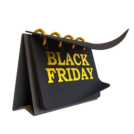 Foto de Calendario negro 3d con texto de viernes negro en él. Promoción y decoración de temporada para el comercio electrónico - Imagen libre de derechos