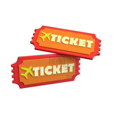 Photo for Flight ticket in 3d icon. Cute minimalist in plastic render. - Royalty Free Image