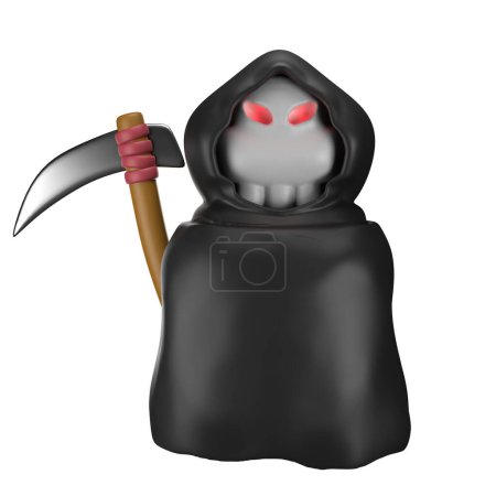 Photo for 3d Grim-Reaper with scythe, transparent background - Royalty Free Image