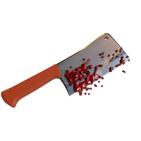 Photo for 3d knife in blood, Halloween theme object, transparent background - Royalty Free Image