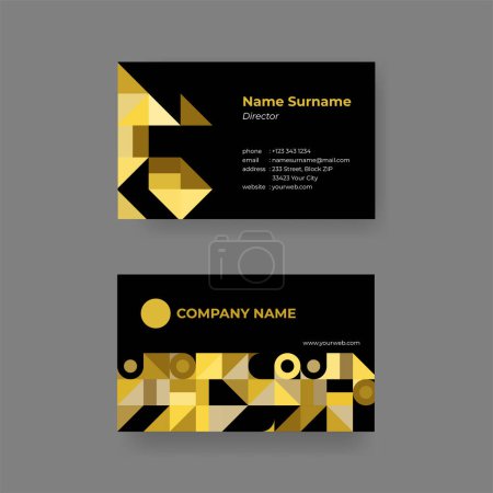 Ilustración de Plantilla de tarjeta personal. Diseño moderno con forma geométrica negra y dorada. Plantilla de diseño. - Imagen libre de derechos