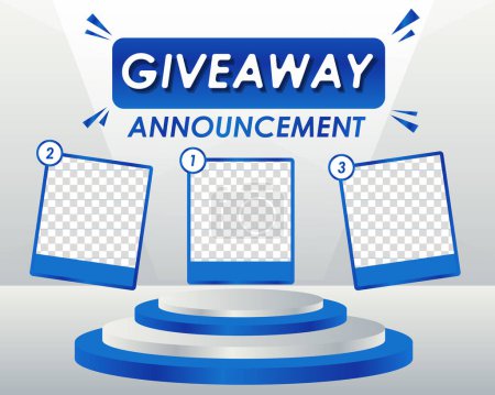Illustration for Giveaway winner announcement banner template, vector illustration - Royalty Free Image