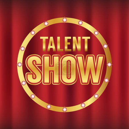 Illustration for Talent show text on red curtains background - Royalty Free Image