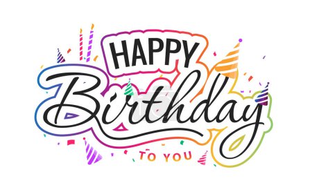 Illustration for Happy birthday text typography - Royalty Free Image