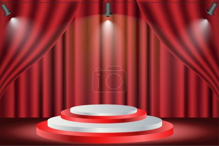 Téléchargez les illustrations : Scène avec rideaux rouges - en licence libre de droit