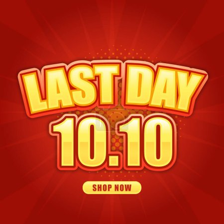 Illustration for Last day 1010 shopping day festival flyer and banner text effect - Royalty Free Image