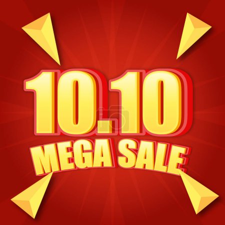 Illustration for 1010 shopping day mega sale festival flyer and banner text effect - Royalty Free Image