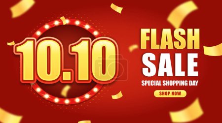 1010 shopping day festival flyer and banner text effect