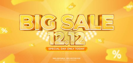 Illustration for 12.12 Shopping day deals social media template with text effect - Royalty Free Image