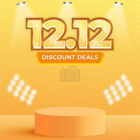 Illustration for 12.12 Shopping day deals social media template with text effect - Royalty Free Image