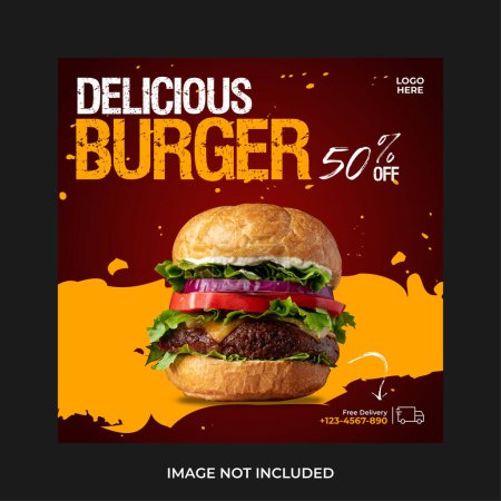 Téléchargez les illustrations : Illustration vectorielle de modèle de bannière hamburger - en licence libre de droit