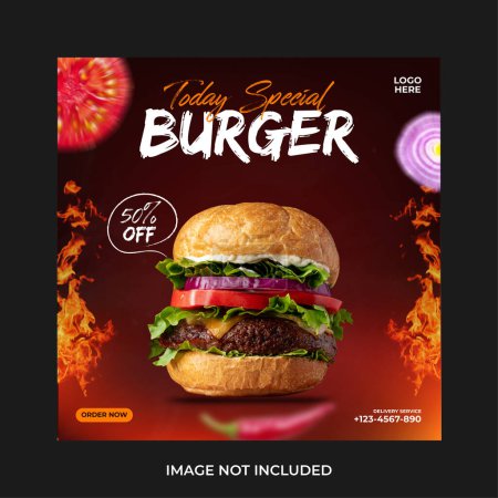 Téléchargez les illustrations : Illustration vectorielle de modèle de bannière hamburger - en licence libre de droit
