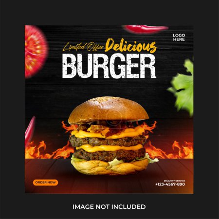 Illustration for Burger banner template vector illustration - Royalty Free Image