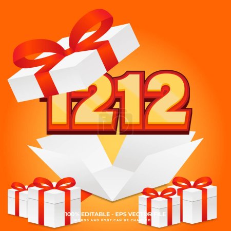 Téléchargez les illustrations : 12.12 Journée shopping traite modèle de médias sociaux avec effet de texte - en licence libre de droit