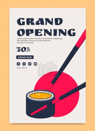 Illustration for Flat and stylish sushi banner template for marketing asian food - Royalty Free Image