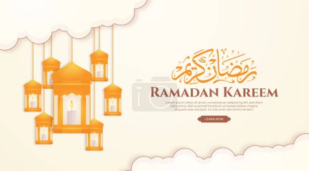 Téléchargez les illustrations : Belle ramadan kareem avec lanterne et fond doux - en licence libre de droit