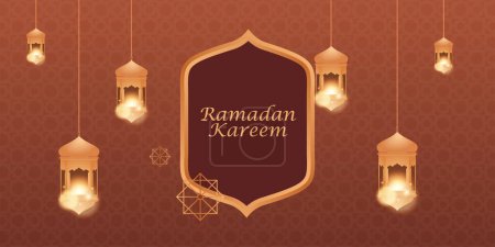 Téléchargez les illustrations : Ramadan réaliste kareem vente décor islamique lanterne fond - en licence libre de droit