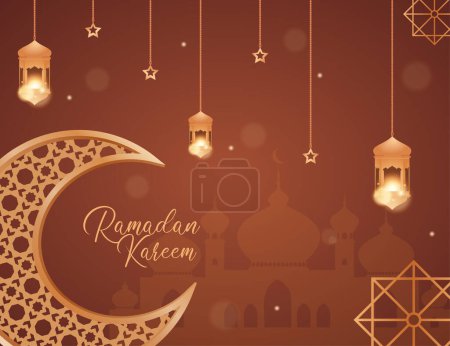 Ilustración de Ramadán realista kareem venta ornamento islámico linterna fondo - Imagen libre de derechos