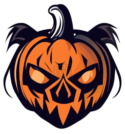 Illustration for Get spooked with this haunting pumpkin vector, perfect for Halloween designs - Royalty Free Image