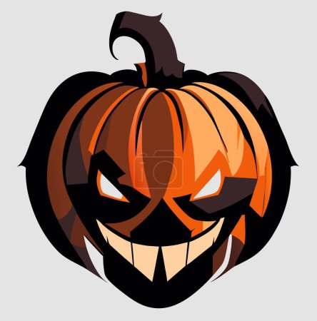 Illustration for Get spooked with this haunting pumpkin vector, perfect for Halloween designs. - Royalty Free Image