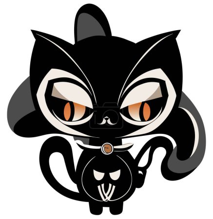 Illustration for Get chills with this spooky black cat vector. Perfect for Halloween designs. High-quality and editable.Creepy black cat vector illustration - Royalty Free Image