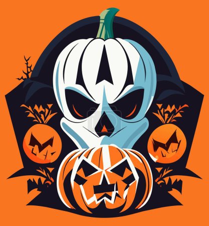 Illustration for Get into the Halloween spirit with our spooky skull vector art - Royalty Free Image