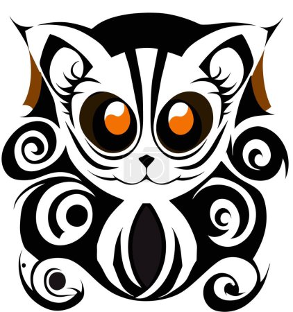 Illustration for Get chills with this spooky black cat vector. Perfect for Halloween designs. High-quality and editable.Creepy black cat vector illustration - Royalty Free Image