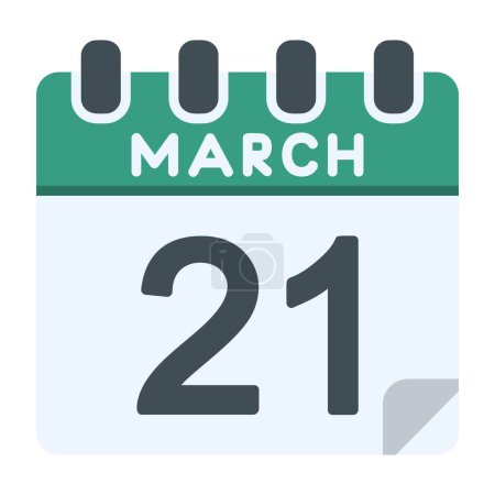 Illustration for 21 March Icon in Flat style - Royalty Free Image