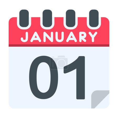 1 January Icon in Flat style