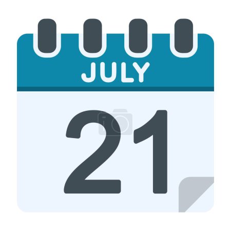 Illustration for 21 July Icon in Flat style - Royalty Free Image