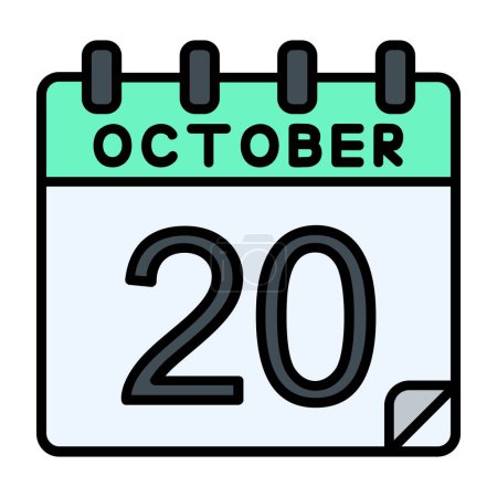 Illustration for 20 October Vector Icon Design - Royalty Free Image
