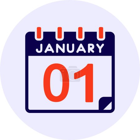 Illustration for 1 January Vector Icon Design - Royalty Free Image