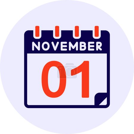 Illustration for 1 November Vector Icon Design - Royalty Free Image