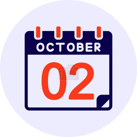 Illustration for 2 October Vector Icon Design - Royalty Free Image