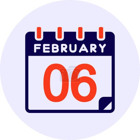 Illustration for 6 February Vector Icon Design - Royalty Free Image