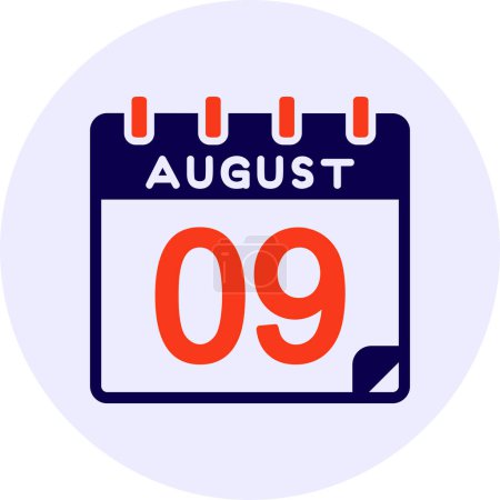 Illustration for 9 August Vector Icon Design - Royalty Free Image