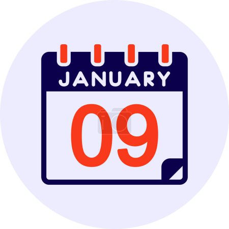 Illustration for 9 January Vector Icon Design - Royalty Free Image