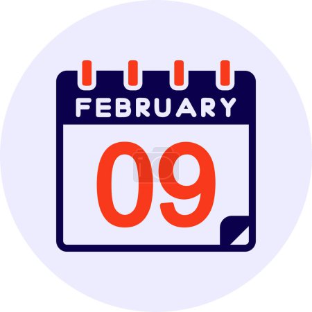 Illustration for 9 February Vector Icon Design - Royalty Free Image