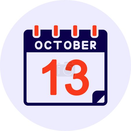 Téléchargez les illustrations : 13 octobre Conception d'icônes vectorielles - en licence libre de droit
