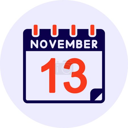 Illustration for 13 November Vector Icon Design - Royalty Free Image